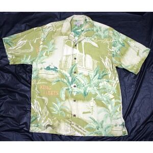 Tommy Bahama‎ "King Of The Blues" Mens Short Sleeve Button Up Shirt Size Medium